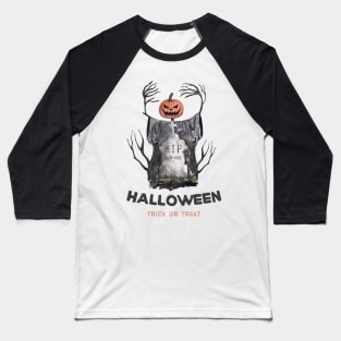 Halloween Scary Evil Pumkin scarecrow Baseball T-Shirt